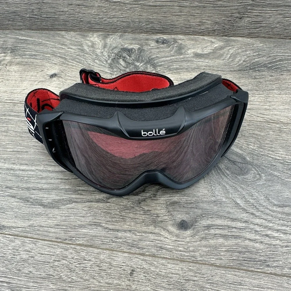 Bolle Adult Ski Snowboard‎ Winter Goggles Black Red Adjustable OSFM Red Lens